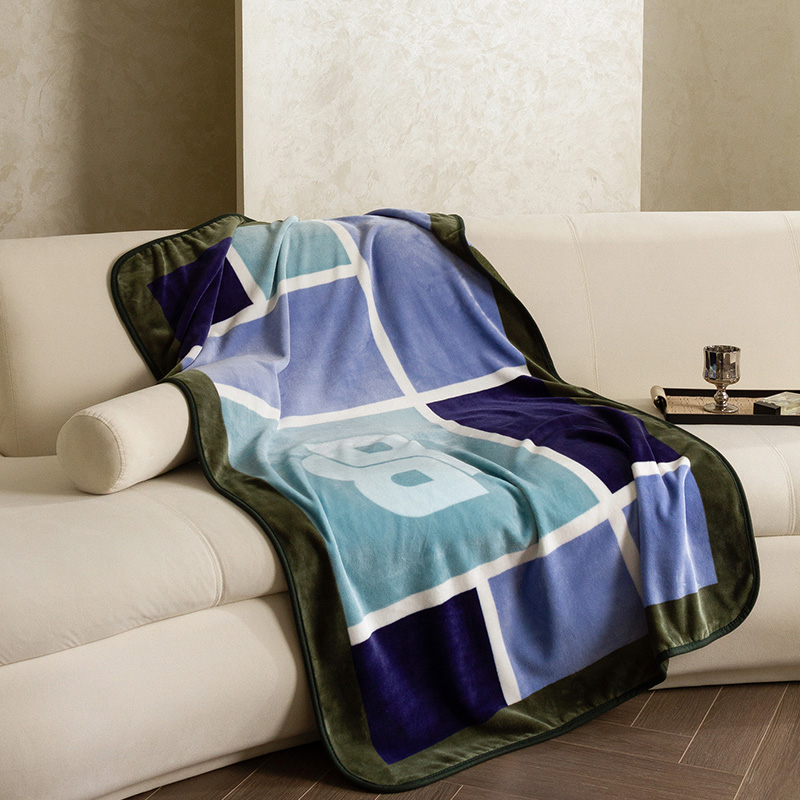 19343-HBMT-038-BOSS奥斯卡牛奶绒毯  蓝绿