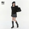 P&X设计师女装2025冬季长袖时尚内搭修身短款T恤825402098 黑色 商品缩略图1