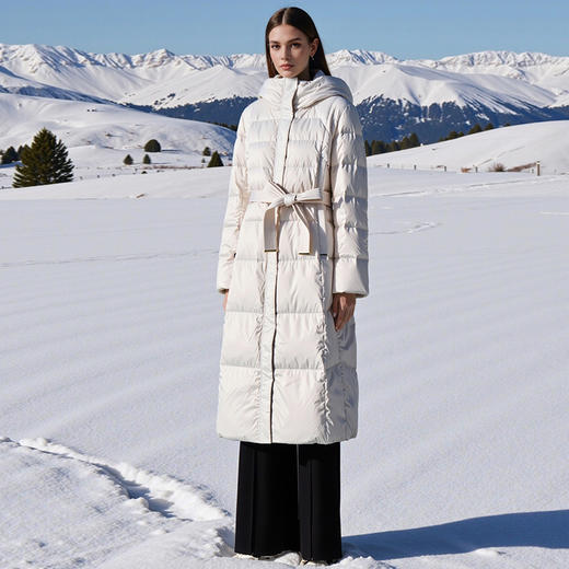 EITIE爱特爱加厚保暖长款收腰连帽鹅绒显瘦2025冬季新款羽绒服D2511909X 商品图9