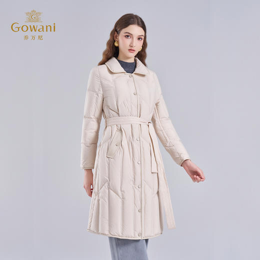乔万尼长款系带高蓬休闲显瘦时尚羽绒服保暖收腰EM4T603 商品图1