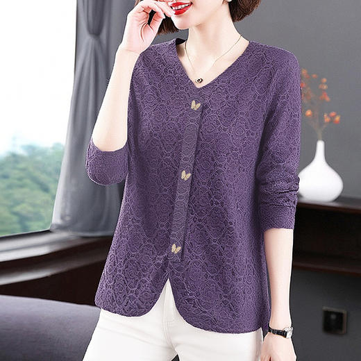 秋季长袖打底衫女士上衣秋装2026年新款大码女装时尚洋气蕾丝小衫 商品图4