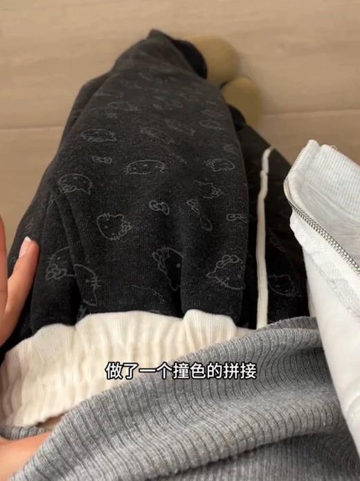 【YW】无忧购加绒款韩系可爱kitty猫腰头拼色休闲垂感阔腿糯米裤（截单后7天发货) 商品图5