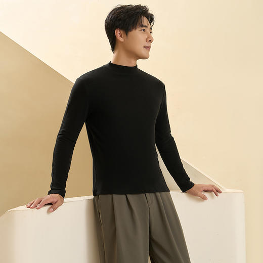 馥迦男女同款可机洗铜氨羊毛小立领打底衫 商品图3