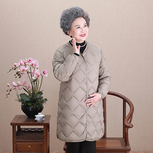 丁摩轻薄羽绒服中长款新款圆领长款韩版无领内胆AL 商品图2