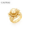 GAONAS 仿珍珠戒指 女士花朵设计14mm金色珠戒指11755JGO 商品缩略图1