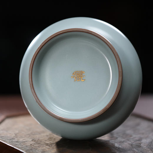 问鼎官窑官青无纹金标玹纹瓶（缺货） 商品图2