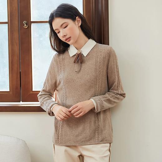 Famecoco范可儿品牌针织衫女专柜正品春秋季镂空长袖羊毛白色上衣F225DB003 商品图5