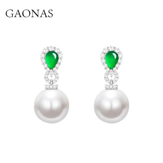 GAONAS 仿珍珠耳饰 时尚显贵奢丽14mm白色珠耳环11707EW 商品图0