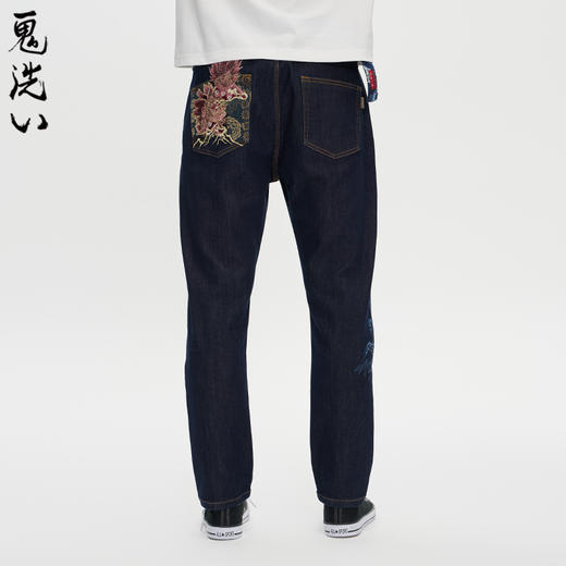 ONIARAI/鬼洗25秋冬泥棒蓝赤焰唐狮绣花智调温牛仔裤男式 25N5404 商品图1
