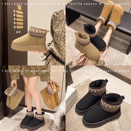 【特妮娜 厚底民族风雪地靴】日常通勤 简约百搭 加厚保暖内里 360°聚温保暖 时尚鞋床设计柔软亲肤 舒适不磨脚 呵护您的双足 GF-260 商品图1