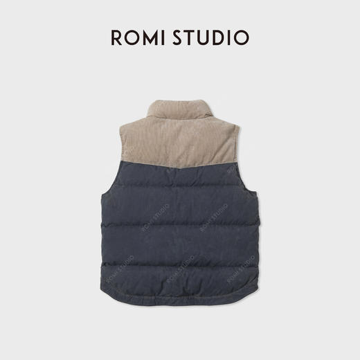 ROMI STUDIO90白鹅绒重洗水灯芯绒拼色立领羽绒马甲 RWCWWG5298 商品图2