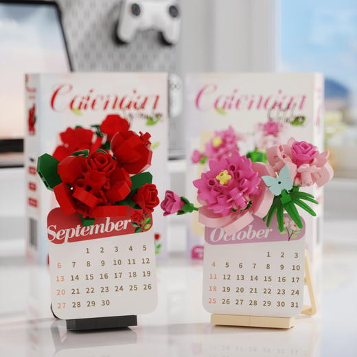 【2026花卉积木日历】十二月永生花卉桌面日历摆件拼装积木 商品图7