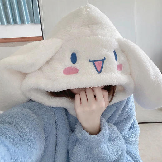 卡通玉桂狗草莓熊睡袍女2025秋冬网红珊瑚绒睡衣外穿加厚暖暖套装学生睡衣 商品图3