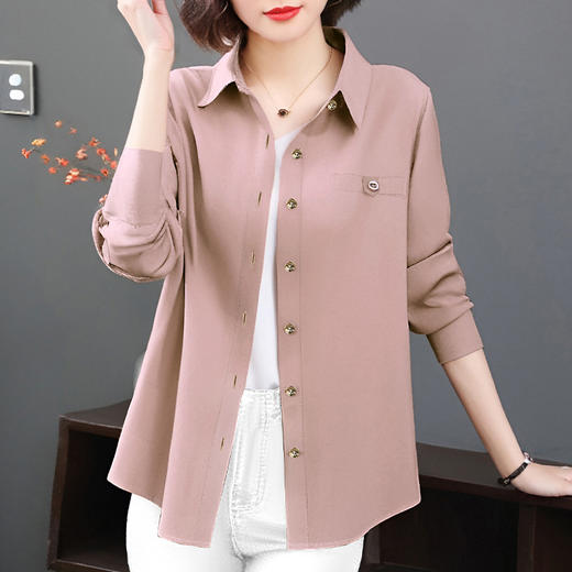 纯棉衬衫女春秋2026年新款休闲外套减龄女士长袖翻领衬衣大码上衣 商品图3