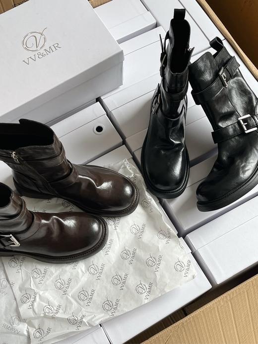 【✨🇰🇷𝐕𝐕&𝐌𝐑真皮皮带扣侧拉链骑士靴】 🖤英伦风皮靴，百搭不挑人 🌟 爆款预警！这双复古机车靴也太太太好看了 🔥炸裂好看 商品图2