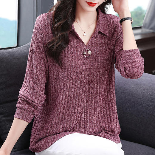 加肥加大码t恤女长袖上衣2026新款春秋女装中年妈妈打底衫中长款 商品图2