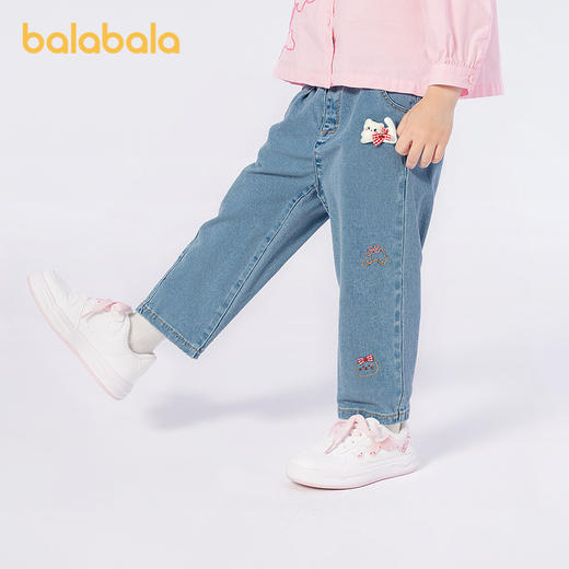 巴拉巴拉女童牛仔裤直筒裤秋冬2025新款长裤绣花洋气 商品图2