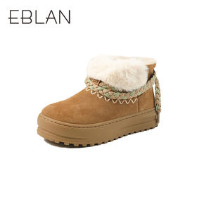 伊伴冬季美拉德色系保暖短筒雪地靴B25719107