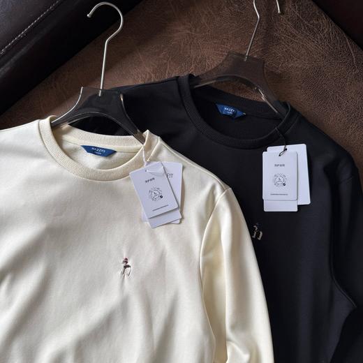 D110416男士圆领卫衣纯色简约刺绣套头休闲上衣 商品图12