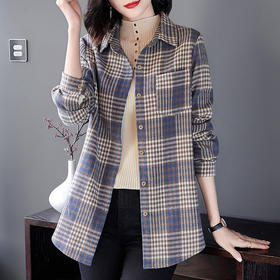 长袖格子衬衫女外套春秋款2026年新款小衫中年妈妈中长款女士上衣
