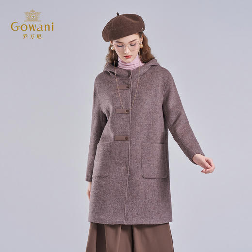 乔万尼毛呢外套小个子连帽减龄呢子大衣羊毛大衣EM4A597 商品图1