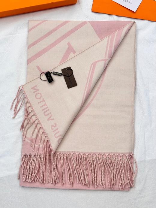 D110432锁头满印双面提花披肩围巾两用款流苏围巾 商品图7