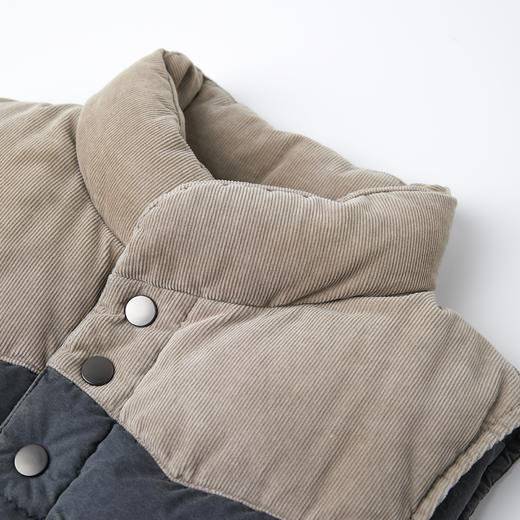 ROMI STUDIO90白鹅绒重洗水灯芯绒拼色立领羽绒马甲 RWCWWG5298 商品图3