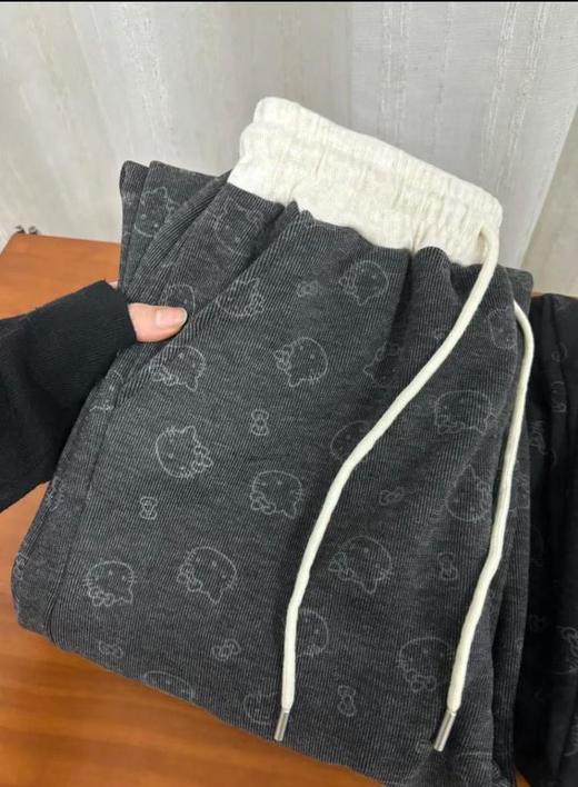 【YW】无忧购加绒款韩系可爱kitty猫腰头拼色休闲垂感阔腿糯米裤（截单后7天发货) 商品图7