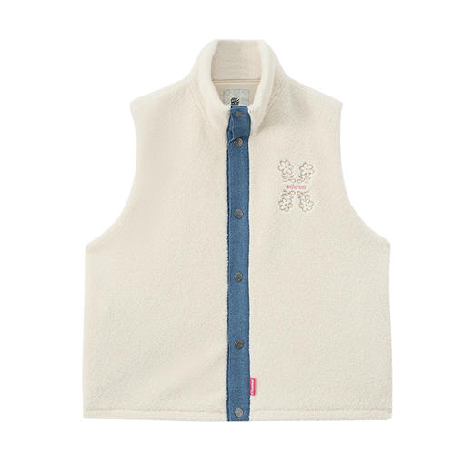ONIARAI/鬼洗25秋冬新品女款花纹刺绣羊羔绒牛仔马甲 B340240 商品图3