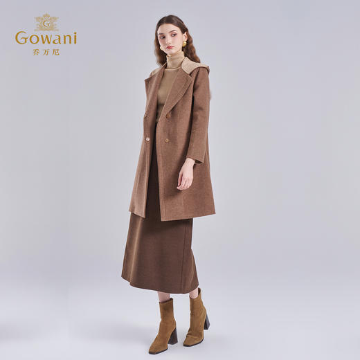 【绵羊毛】乔万尼秋冬新款绵羊毛大衣连帽设计减龄保暖细腻EI4A579 商品图3