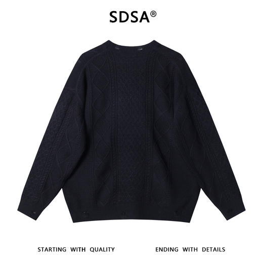 25922SDSA秋冬新款痞帅男装美式简约菱形撞色字母圆领毛衣百搭休闲上衣 商品图5