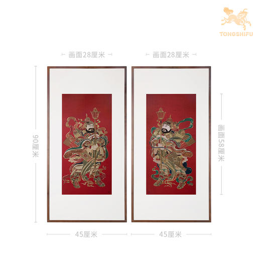 铜师傅 手工錾刻《门神纳福（一对）》客厅玄关画沙发背景墙挂画 商品图7