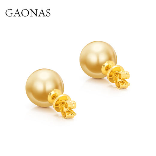 GAONAS 女士经典贵气12mm金色珠耳钉11775EGO 商品图2
