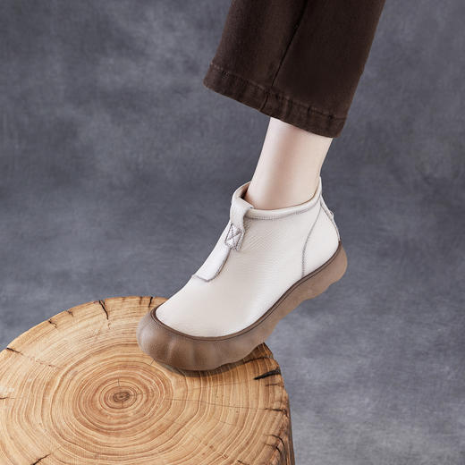 头层牛皮复古短靴，休闲舒适真皮软底妈妈鞋ZM258656 商品图1