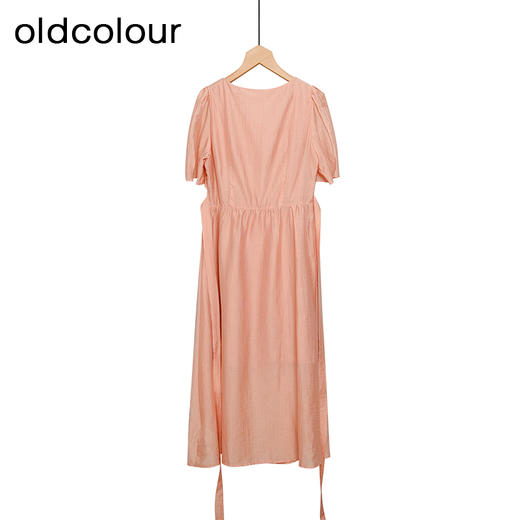 oldcolour夏季时尚休闲宽松通勤日常纯色短袖连衣裙女GO21101787 商品图1