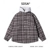 47176SDSA男士秋冬新款痞帅男装韩版拼接格纹纽扣连帽夹克外套百搭时尚 商品缩略图1
