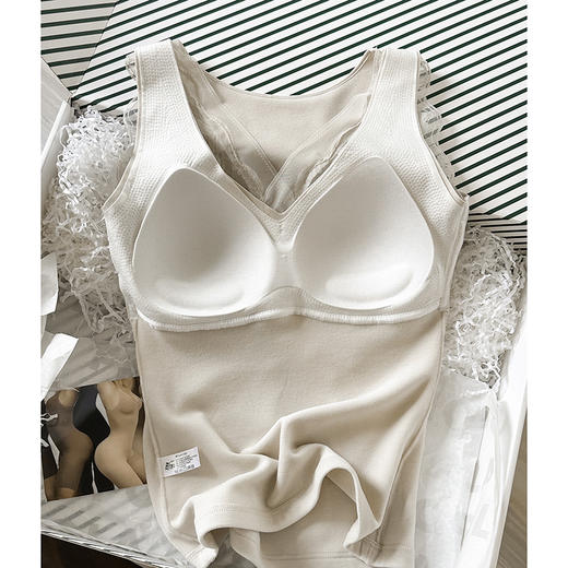 里料3.2%桑蚕丝  蕾丝带杯保暖背心   A-5460 商品图5