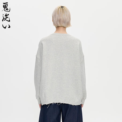 ONIARAI/鬼洗25秋冬泥棒蓝女款企鹅刺绣宽版卫衣女式 N240158 商品图2