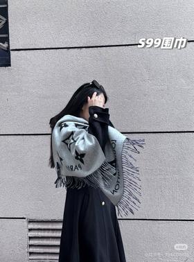 D110427情侣款精典百搭可双面佩戴羊绒流苏围巾