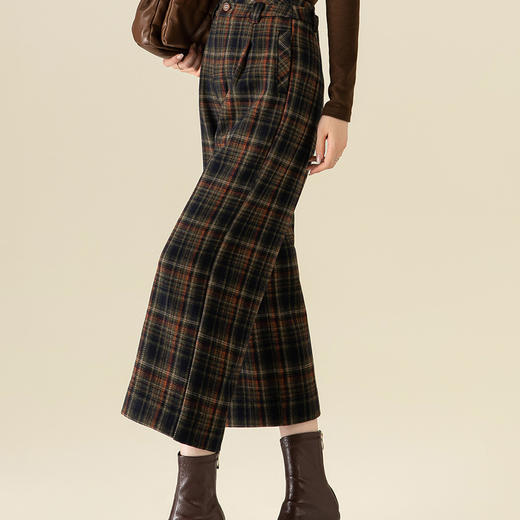 「高货xg」全新升级【铂金会员183/天猫239/差价56】(92748)洛诗琳毛呢格子阔腿裤2025秋冬高腰垂感显瘦九分直筒裤 商品图3