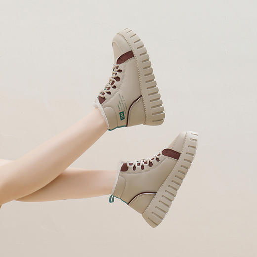 「AILISCOCO加绒厚底高邦棉鞋」绒毛内里持久恒温 圆形鞋头贴合脚型 耐磨防滑大底柔软轻便 纹理舒适自然 柔软舒适 商品图2