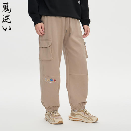 ONIARAI/鬼洗25秋冬新立体口袋金乌神鸟束脚薄绒针织裤男 B540173 商品图1