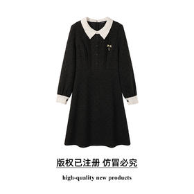 大码娃娃领波点连衣裙女胖妹妹复古赫本风小黑裙秋冬A字裙9954853940