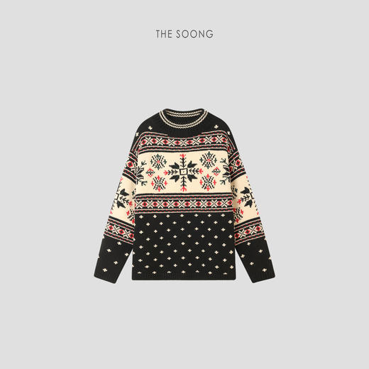 THESOONG|暖冬"费尔岛"经典加厚羊绒羊毛粗针交织撞色毛衣HWMY8165 商品图8