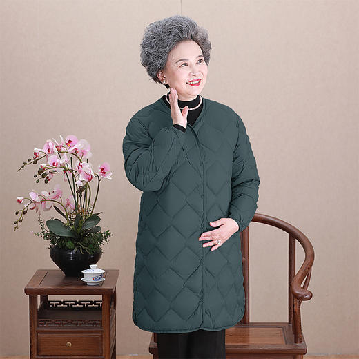 丁摩轻薄羽绒服中长款新款圆领长款韩版无领内胆AL 商品图3