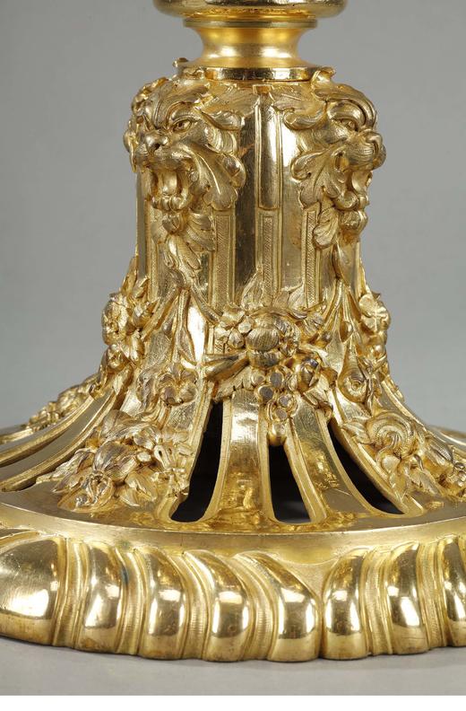 独角鹿西洋古董 19世纪法国出品新文艺复兴风格古典神话人物主题铜鎏金精雕双耳带盖花瓶 商品图5