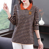 大码女装条纹女士t恤胖MM宽松2026新款春秋中长款显瘦长袖上衣女 商品缩略图4