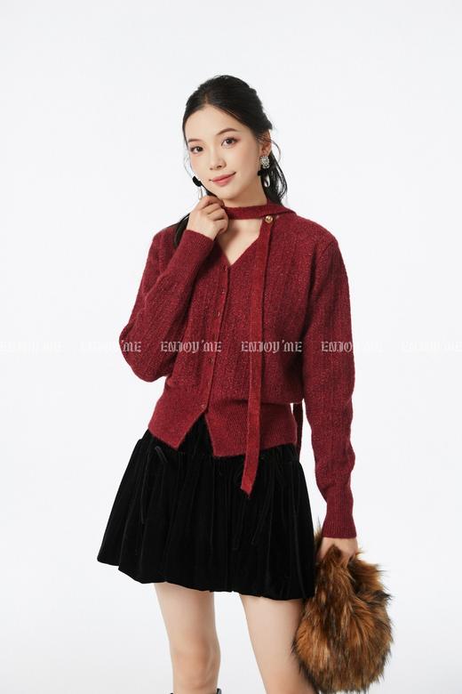 【门店同款】ENJOY冬季“相聚时刻”V领飘带金扣开衫 167643729 商品图3