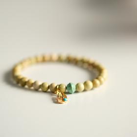 米马独家手工设计 天然原矿高净度绿松手串  卡5+