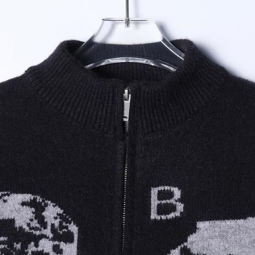 72625SDSA男士秋冬新款痞帅男装潮牌美式人物字母设计拉链立领毛衣百搭 商品图2